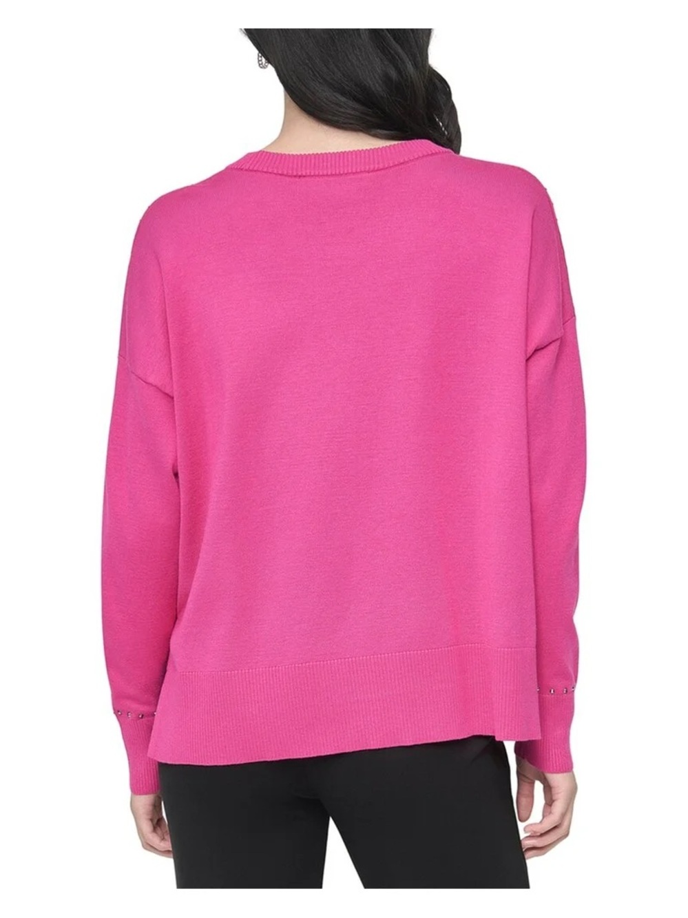 DKNY womens Studded Sweater, l, Pink - Picture 2 of 11